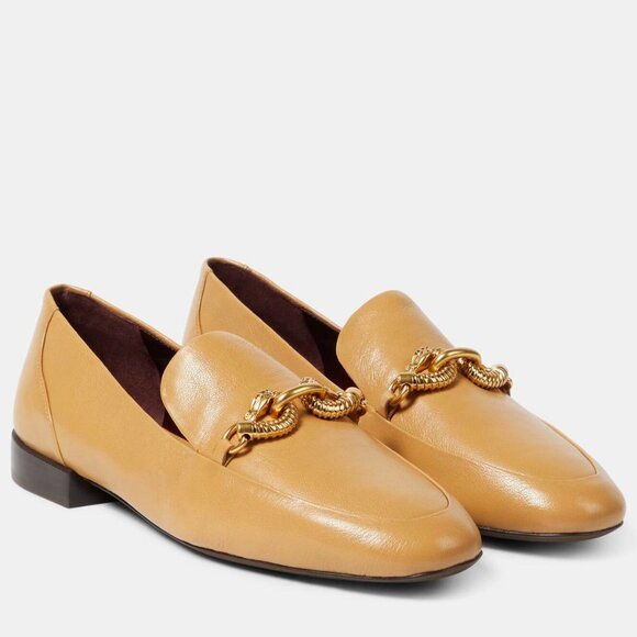 Tory Burch  Jessa Leather Loafers Flats Ginger Shortbread Camel Tan - Picture 2 of 16